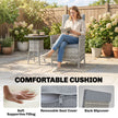 Outsunny Rattan Bistro Set, Reclining Garden Chairs and Glass Coffee Table with Cushions for Patio Balcony Porch, Light – view 6