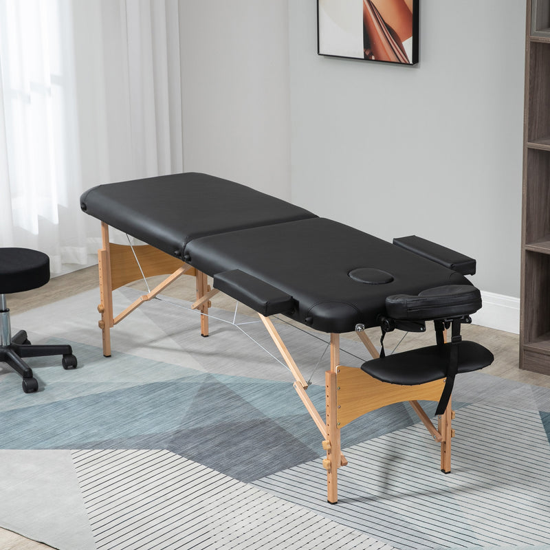 Black folding wooden massage table – image 2