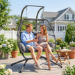 Double rattan hanging egg chair – image 9