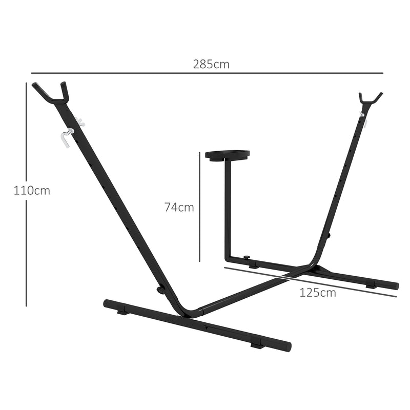 Outsunny 9.4ft Hammock Stand with Side Tray Stand, Steel Frame Hammock Net Stand, for String-style, Brazilian-style – view 3