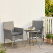 Outsunny 3 Piece Rattan Bistro Set, PE Wicker Garden Furniture Conversation Set with 2 Tier Glass-Top Table, Chairs – view 8