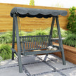 Outsunny 2 Seater Garden Swing Seat with Canopy, Wooden Swing Chair, Outdoor Hammock Bench for Balcony Patio Porch, Grey – view 9