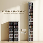 Set of 2 CD Media Display Shelf Unit Tower Rack with Adjustable Shelves, Grey