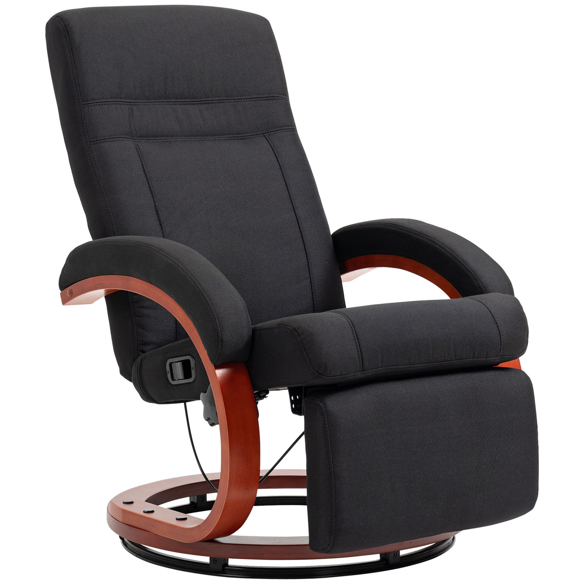 135° Linen Swivel Recliner Chair with Footrest – Black