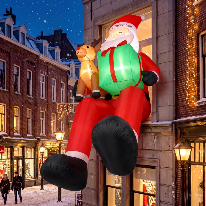 Illustrative Christmas scene with several inflatable decorations
