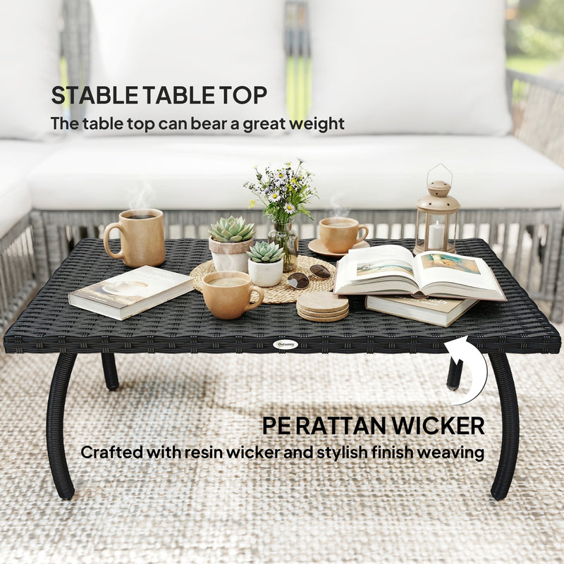 PE rattan garden coffee table black – image 5