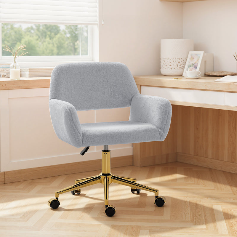 HOMCOM Faux Fur Rabbit Chair - Grey – view 9