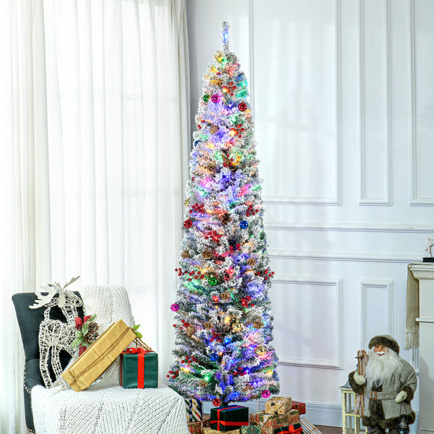 7ft pre-lit decorated flocked Christmas tree – image 2
