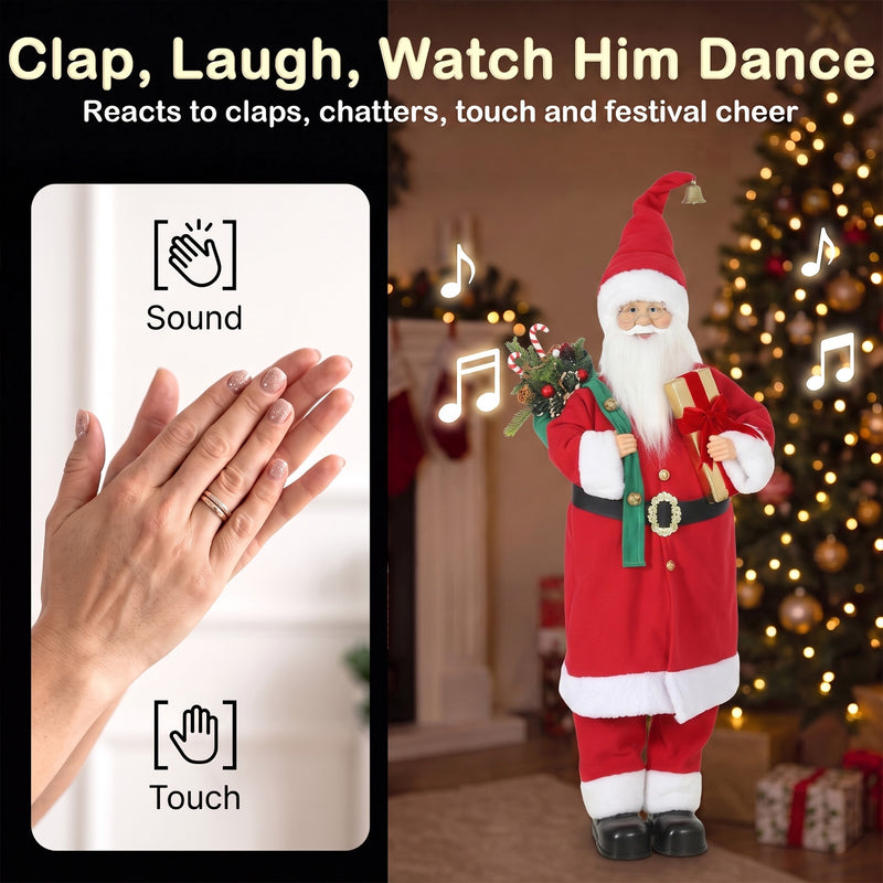 Santa figure shown singing and moving