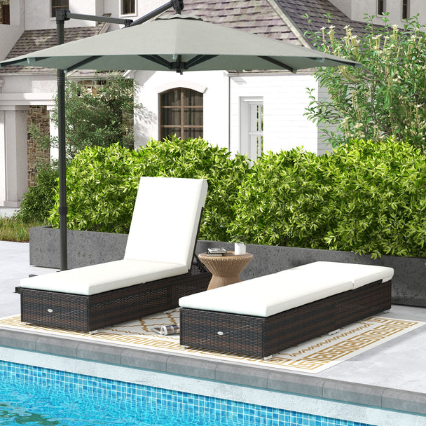 Set of 2 rattan sun loungers – image 2
