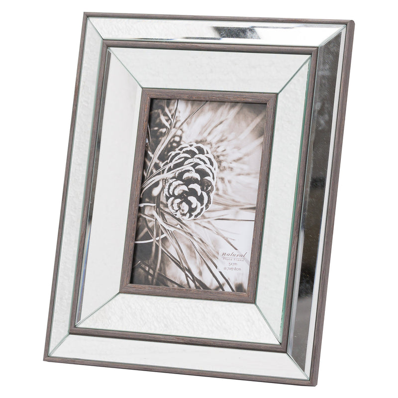 Tristan mirrored and wood 5x7 photo frame, front view