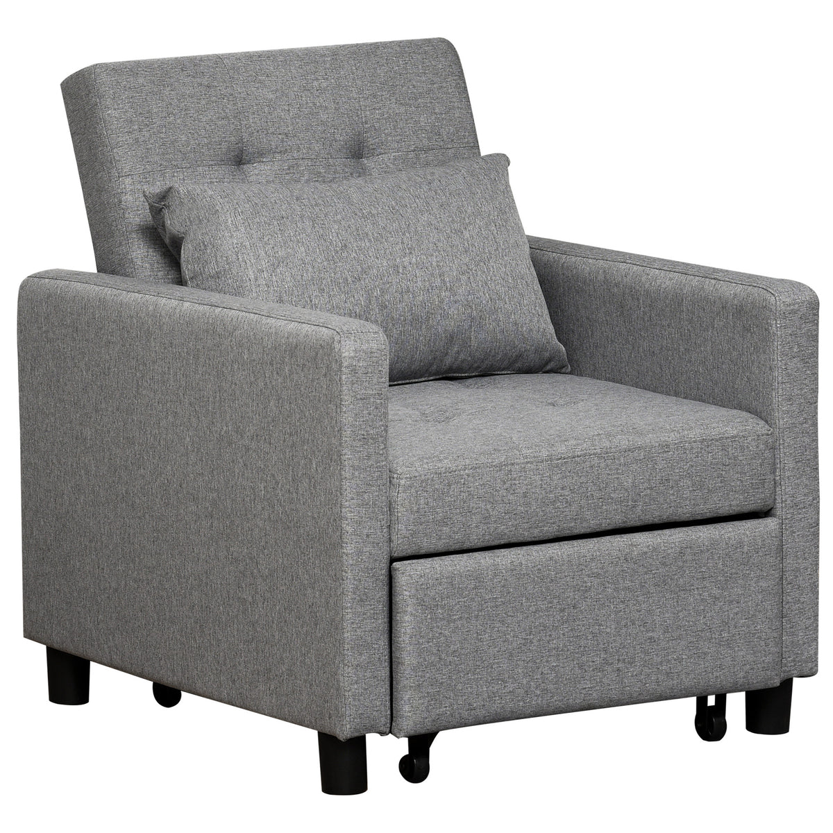 3-in-1 Convertible Chair Bed with Footrest – Grey