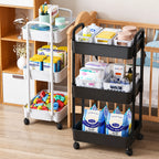 3-Tier Rolling Storage Trolley Cart for Kitchen, Bathroom, Laundry & Narrow Spaces