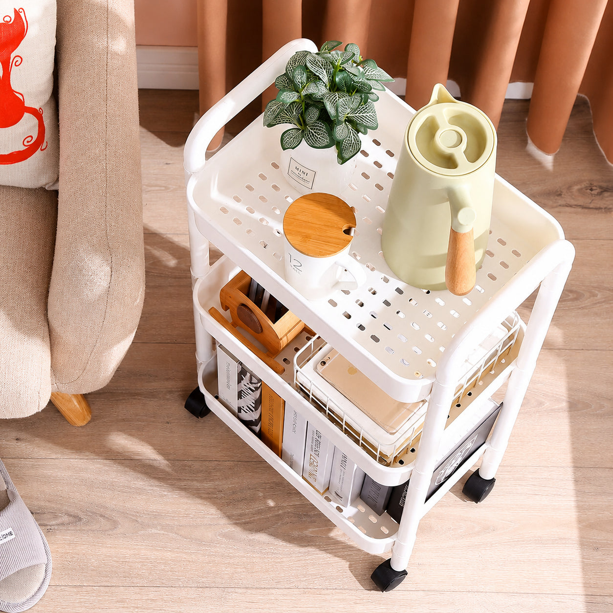 3-Tier Rolling Storage Trolley Cart for Kitchen, Bathroom, Laundry & Narrow Spaces