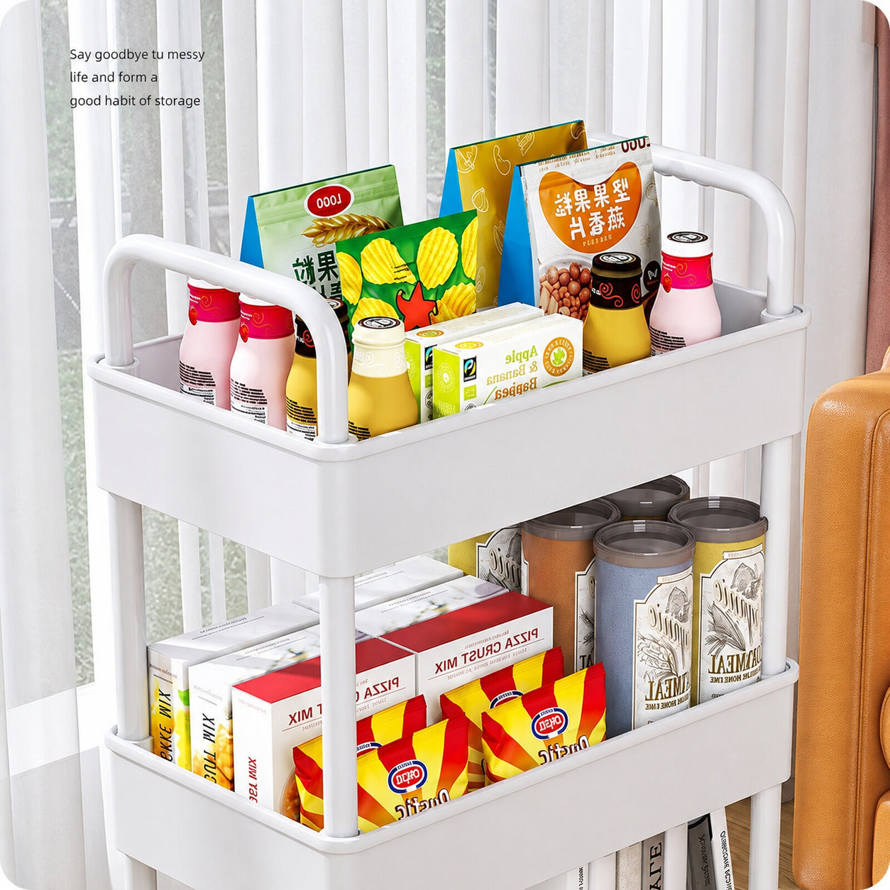 3-Tier Rolling Storage Trolley Cart for Kitchen, Bathroom, Laundry & Narrow Spaces