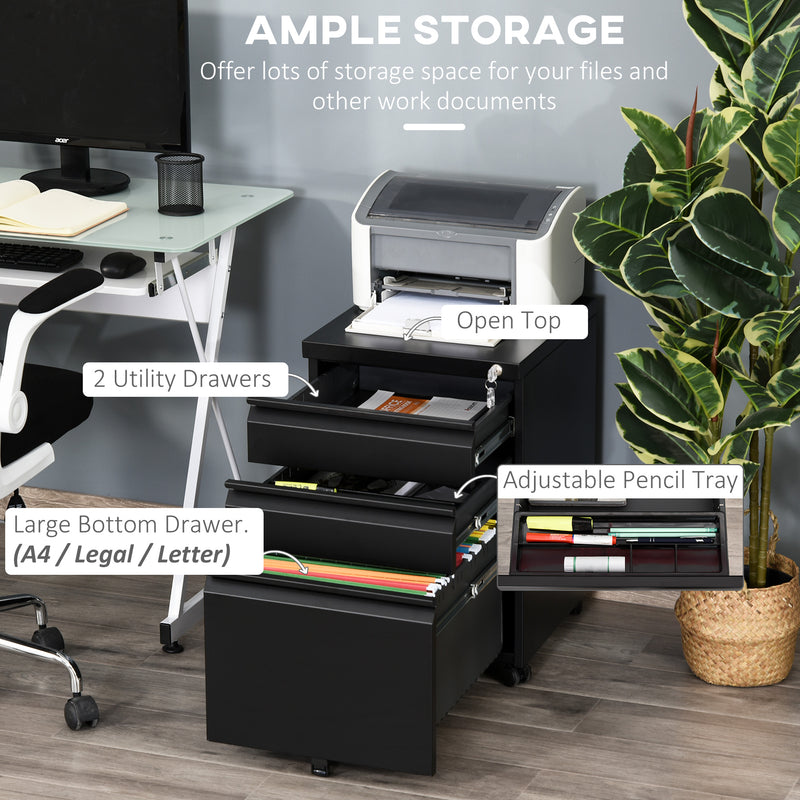 Anti-tilt 3-drawer steel filing cabinet – image 4