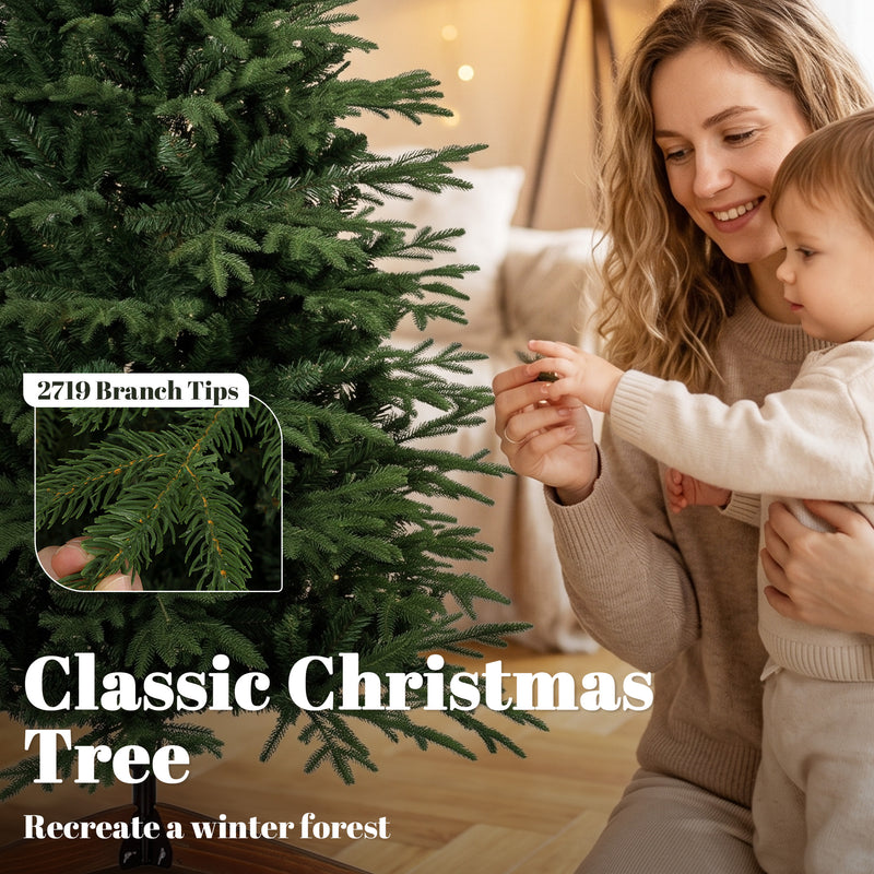 7ft Christmas tree with pine wood stand – image 5