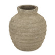 Tuscan medium stone grey ribbed ceramic vase, front view