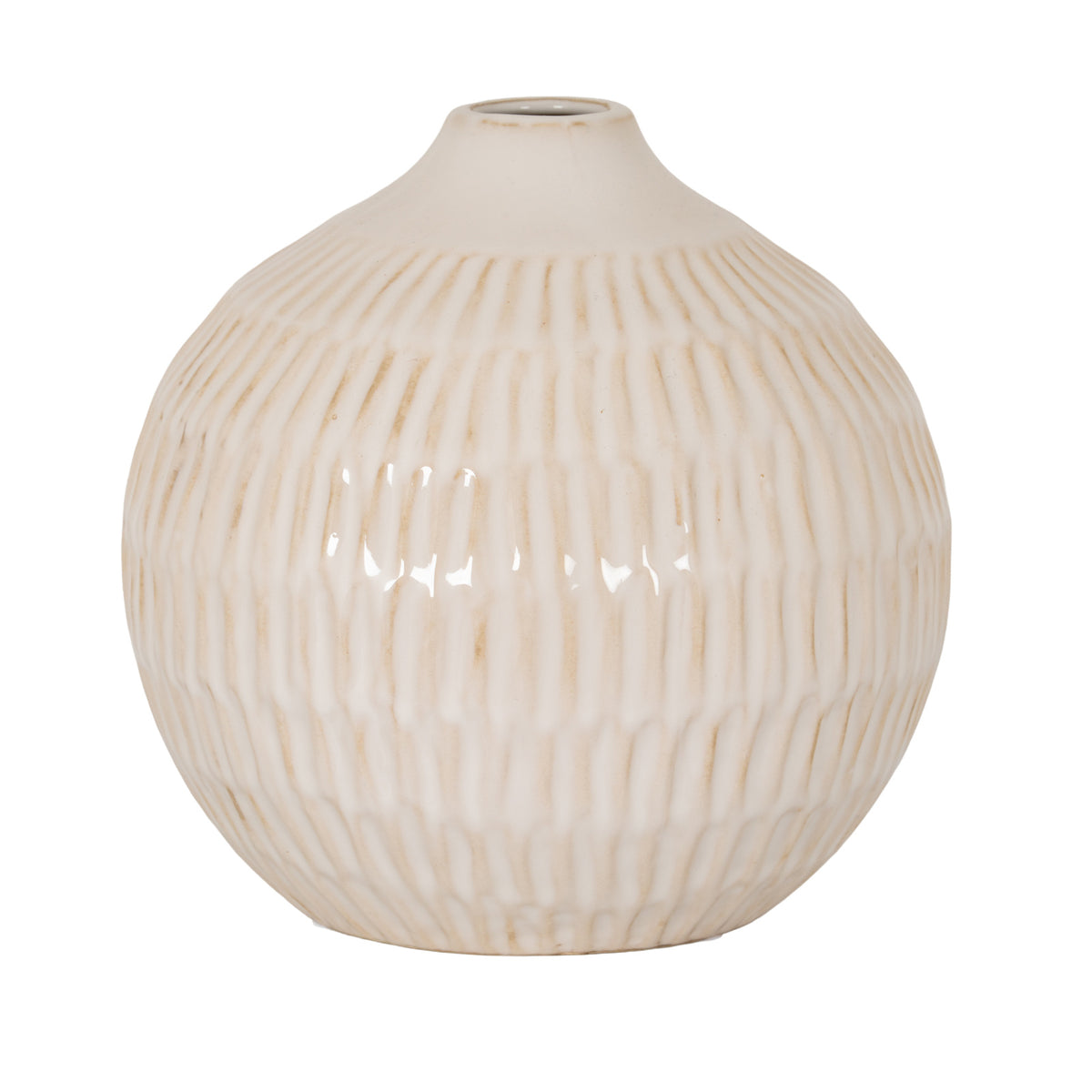 Tutti medium cream ceramic vase, front view