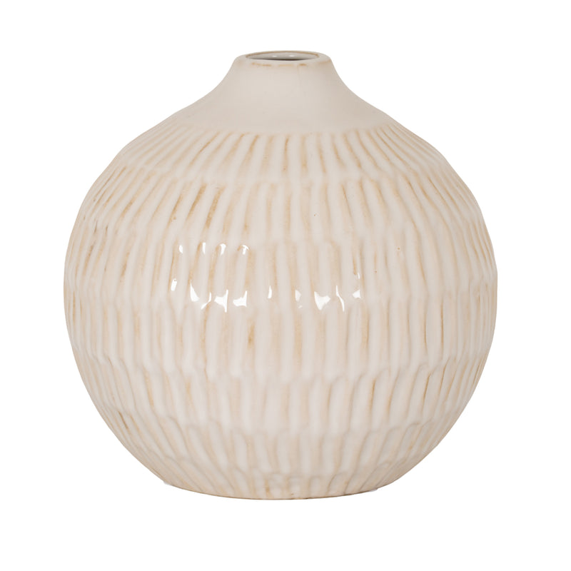 Tutti medium cream ceramic vase, front view