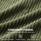 Loveseat Sofa with Wide Seat, Corduroy 2 Seater Couch with Deep Seat, Spring Cushion, Green