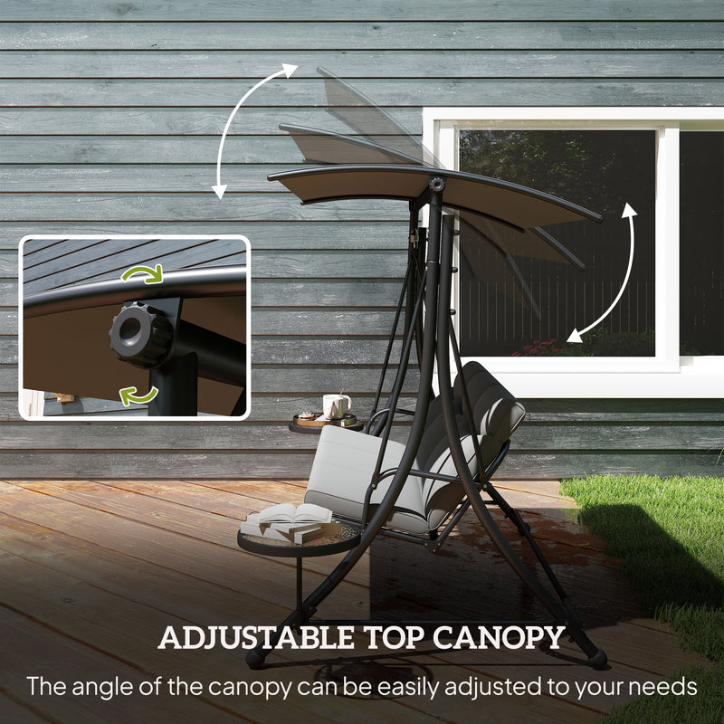 3-seater swing seat with glass tables – image 5
