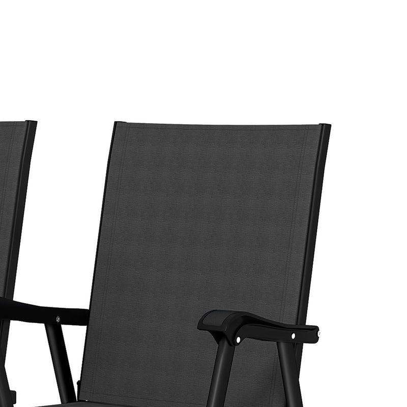 Outsunny Folding Garden Chairs Set of 4, Foldable Garden Dining Chairs with High Back, Armrests, Texteline Seat, Black – view 10