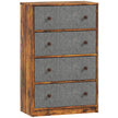 Grey and rustic brown 4-drawer fabric chest of drawers with wood-effect top and steel frame