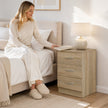 HOMCOM Three-Drawer Simple Bedside Table - Oak – view 8