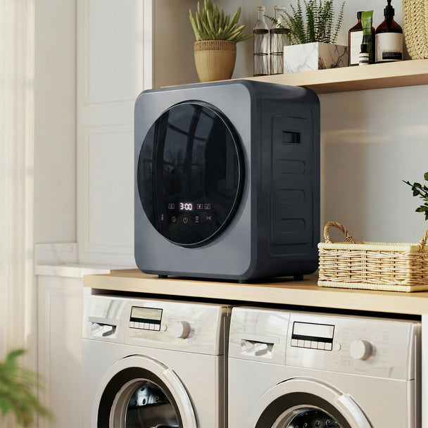HOMCOM Vented Tumble Dryer, 4 kg Front Tumble Dryer with Stainless Steel Tub, 800W Compact Freestanding Grey – view 2