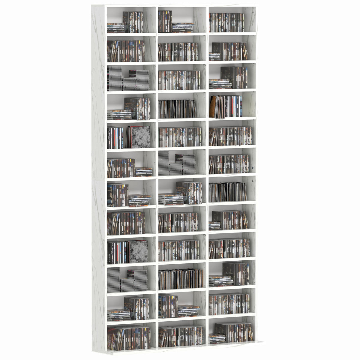 1116-CD / 528-DVD Media Storage Unit with Adjustable Shelves – Marble Effect