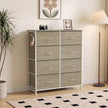 HOMCOM Chest of Drawers, Dresser for Bedroom with 8 Fabric Drawers, Tall Storage Unit w/ Side Storage Bag, Natural Wood – view 2