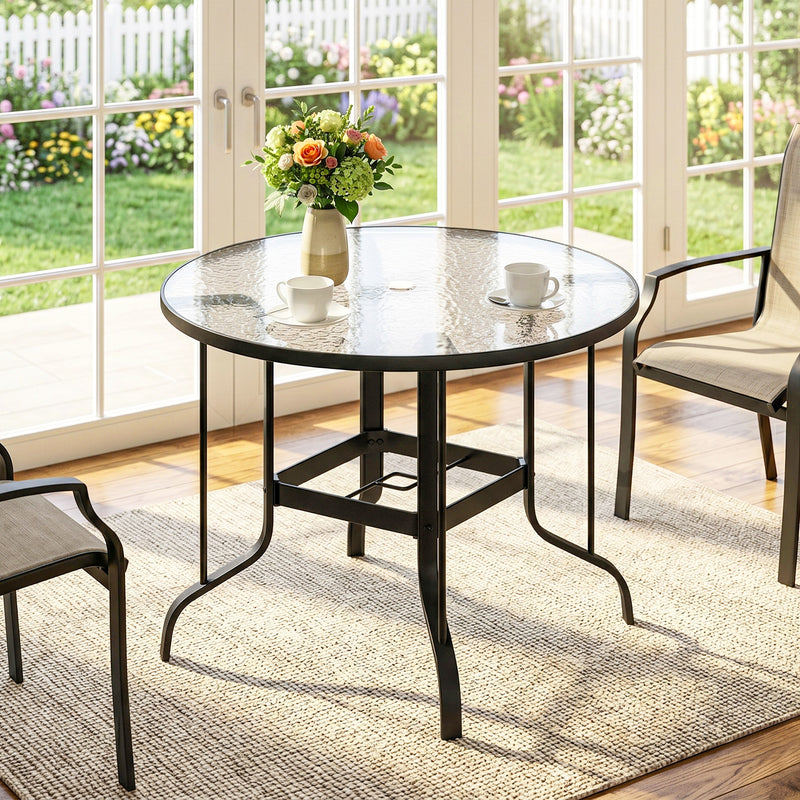 Round glass garden dining table – image 7