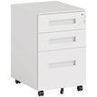 White 39 cm wide steel 3-drawer filing cabinet with top lock and castors