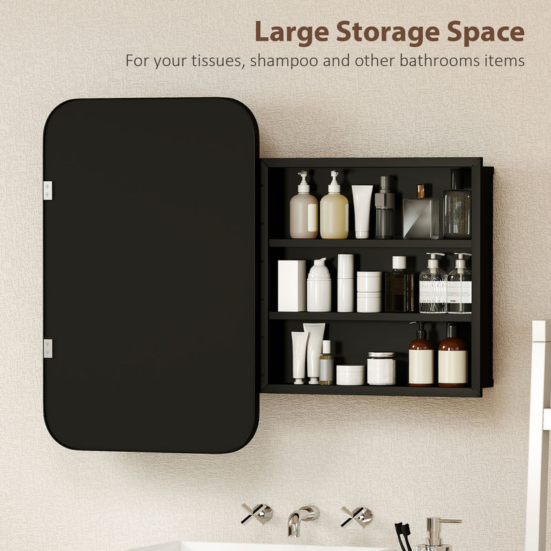 Wide-frame black mirror cabinet – image 5