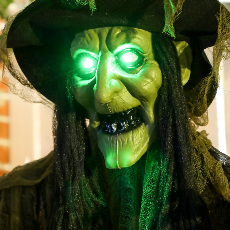 170cm Hanging Animated Witch with Glowing Eyes – image 8 of 9