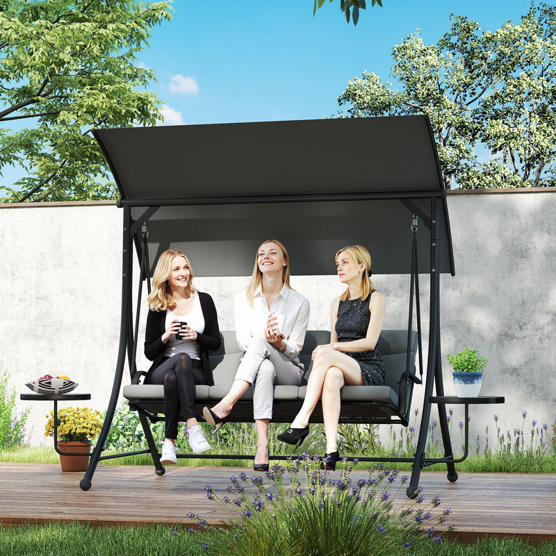 3-seater swing seat with glass tables – image 3