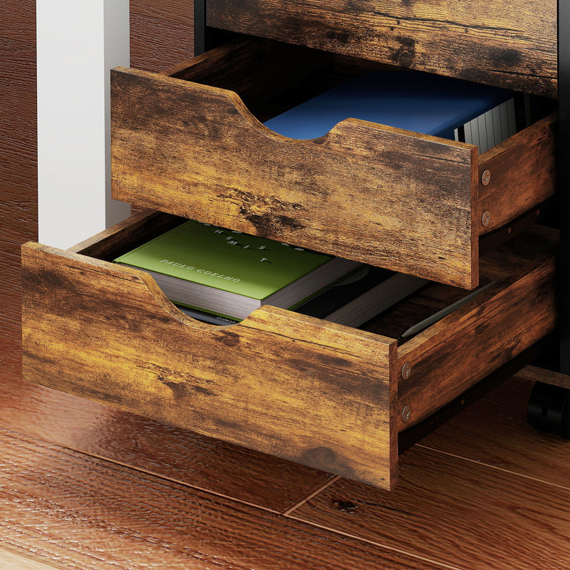 HOMCOM Five-Drawer Filing Cabinet - Rustic Brown – view 9