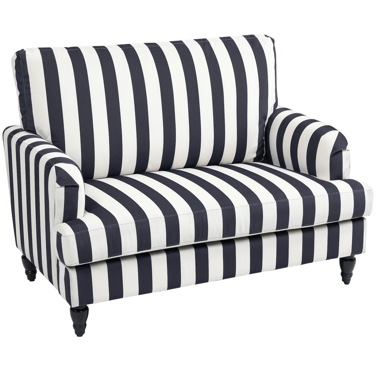 Striped Velvet Cuddle Chair – Black & White