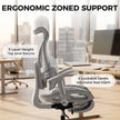 HOMCOM Ergonomic Office Chair with Lumbar Support, Mesh Reclining Desk Chair with Footrest, Adjustable High Back, Grey – view 4