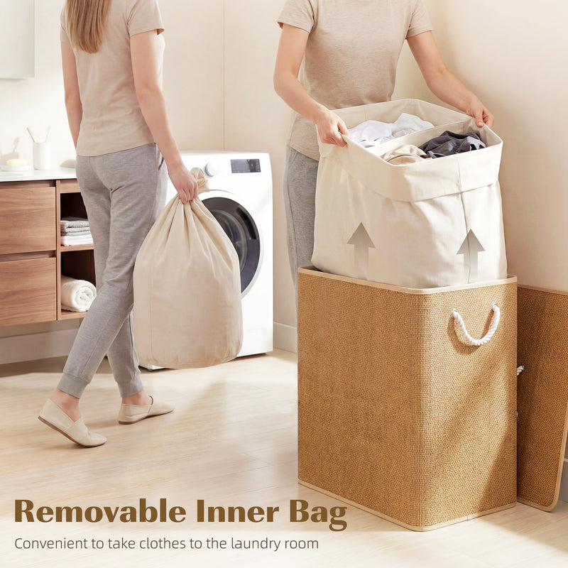 100 L brown two-section laundry basket – image 5