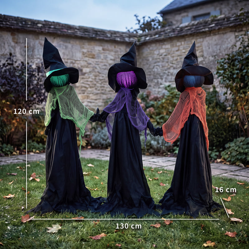 120cm Set of 3 Light-Up Witches Holding Hands – Outdoor – image 3 of 9