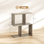 Side Table, Narrow End Table with Storage Shelves, S-Shaped, 3-Tier, 50W x 19.5D x 58H cm, Grey