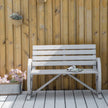 Grey wagon wheel arm bench – image 2