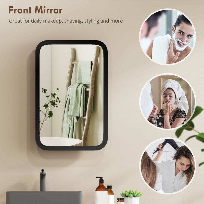 Wide-frame black mirror cabinet – image 4