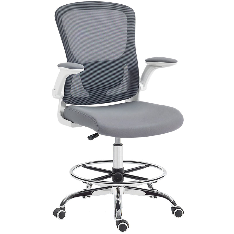 HOMCOM Draughtsman Chair, with Adjustable Lumbar - Charcoal Grey – view 10
