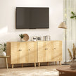 HOMCOM Vintage Sideboard with Chevron Doors and Pine Wood Legs for Living Room, Kitchen – view 9