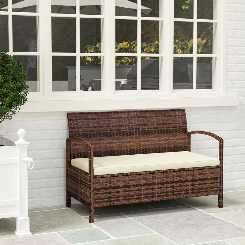Outsunny 125L Storage Garden Bench, with Cushion - Brown – view 8
