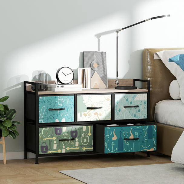 Wide 5-drawer fabric chest of drawers – image 2