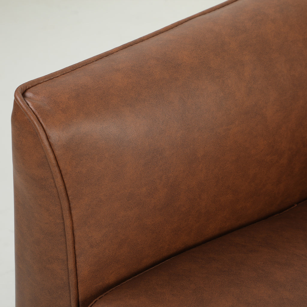 2 Seater Sofa, 132 cm Modern Small Sofa with Solid Wood Legs and 2 Pillows for Small Space, Brown